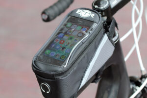 BTR Small Water Resistant Bike Frame Storage Pannier Bag and Mobile Phone Holder - phone in