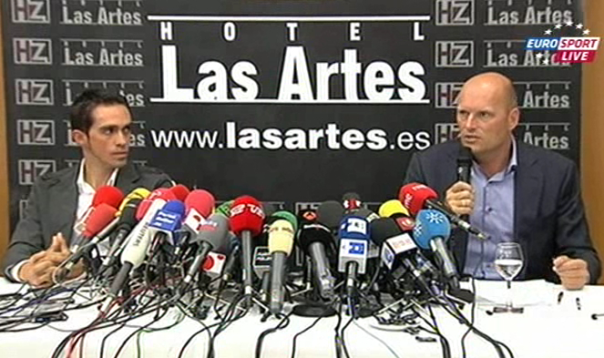 Contador and Riis press conference