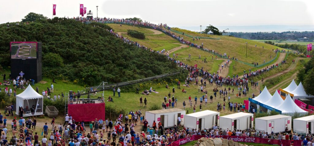 Olympic mountain bike races at Hadleigh Farm (licence CC BY-NC-ND 2.0 by Peter Dean:Flickr)