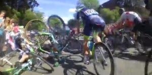 Tour de France 2014 S1 crash on-bike footage YouTube still