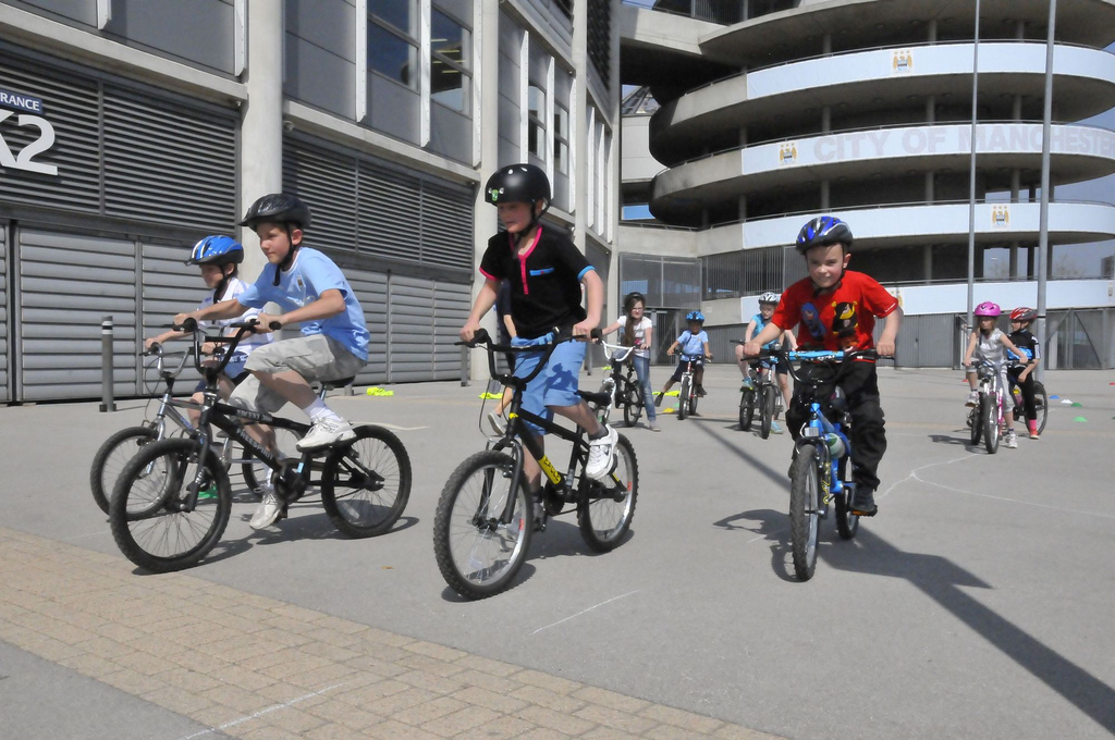 Bikeability Training at Manchester City FC (copyright Britishcycling.org.uk)