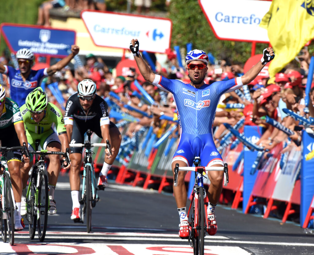 Nacer Bouhanni wins Vuelta 2014 Stage 2 (picture credit Unipublic, Graham Watson)