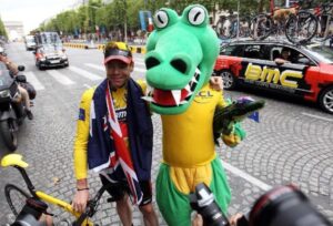 Cadel Evans and Crikey Cadel in Paris