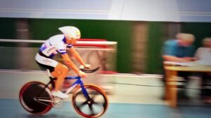 Mike Cotgreave setting Hour record (picture courtesy Andy Cotgreave)