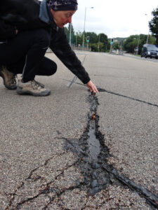 Rut and pothole after accident 1
