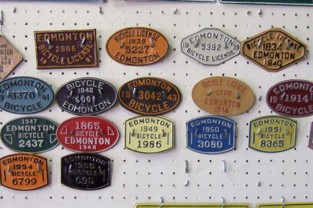 Bicycle number plates from Edmonton (CC BY-SA 2.0 licensed by woodysworld1778 via Flickr)