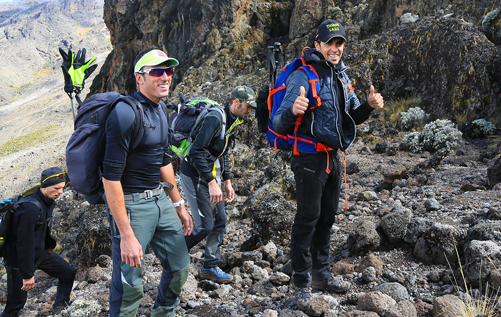 Alberto Contador on the way to the summit of Kilimanjaro (photo Team Tinkoff-Saxo)