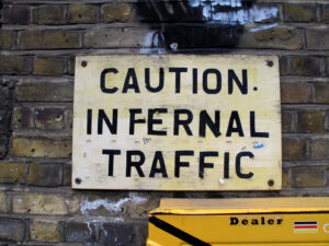 Caution infernal traffic (CC BY-NC 2.0 licensed by duncan c:Flickr)