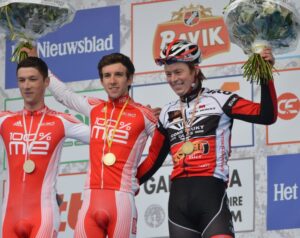 E3 U23 race podium – Simon Yates – pic Owen Rogers