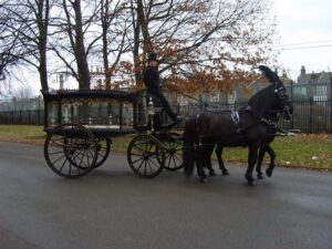 Horse-drawn hearse (picture via National Funeral for the Unknown Victim of Traffic Violence page on Facebook)