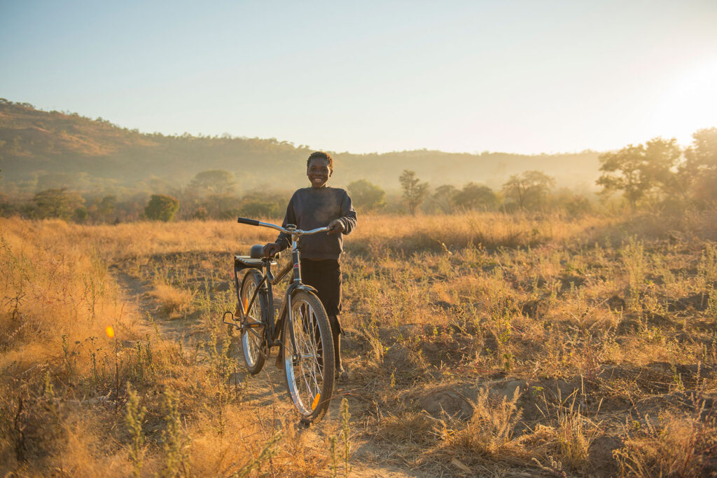 Tamara,12, with her World Bicycle Relief Buffalo Bike