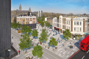 The proposed town square in what’s now Archway Gyratory