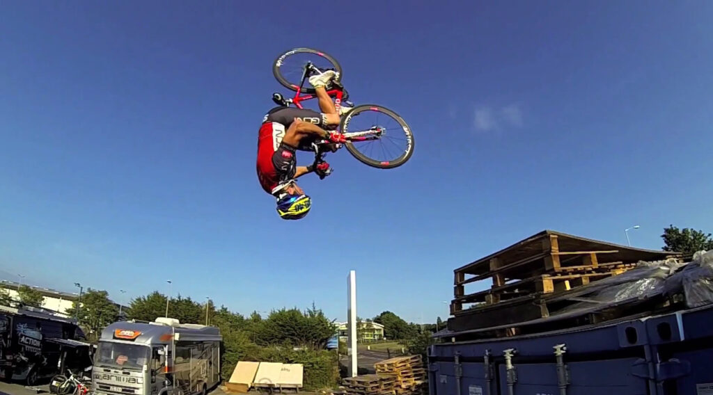 Blinking flip! A still from the Making of Road Bike Party 2