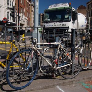 London Concrete lorry and bikes (copyright Simon MacMichael)