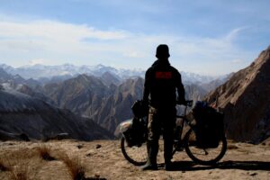 View from first mountain pass on road to Tibet, Xinjiang