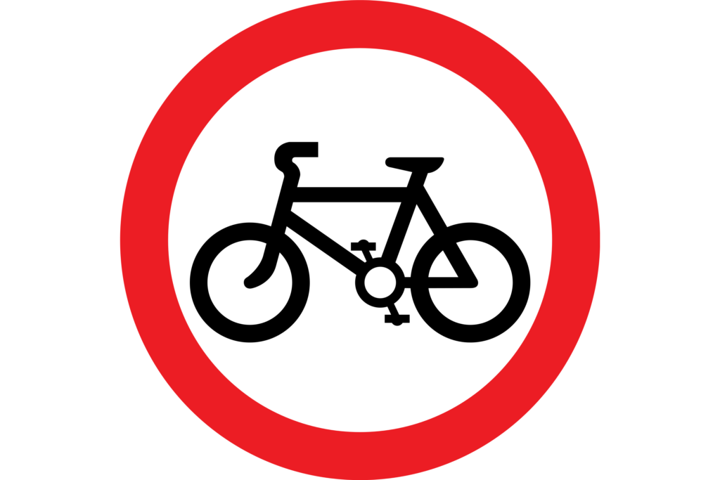 No Cycling sign 3×2