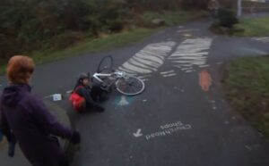 Bristol and Bath Railway Path black ice crash (Cycle Pledge YouTube still)