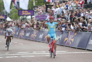 Alexandre Vinokourov wins the 2012 Olympic road race (copyright www.britishcycling.org.uk)