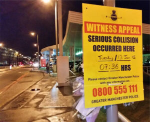 Police appeal notice after death of Artur Piotr Ruszel (Image-Greater Manchester Cycling Campaign)
