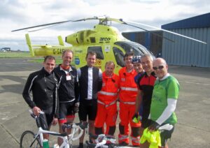 Yorkshire Air Ambulance crew and charity cyclists (source Yorkshire Air Ambulance)