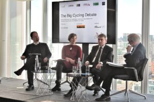 Julian Huppert, Lilian Greenwood and Robert Goodwill debate cycling (copyright Simon MacMichael)