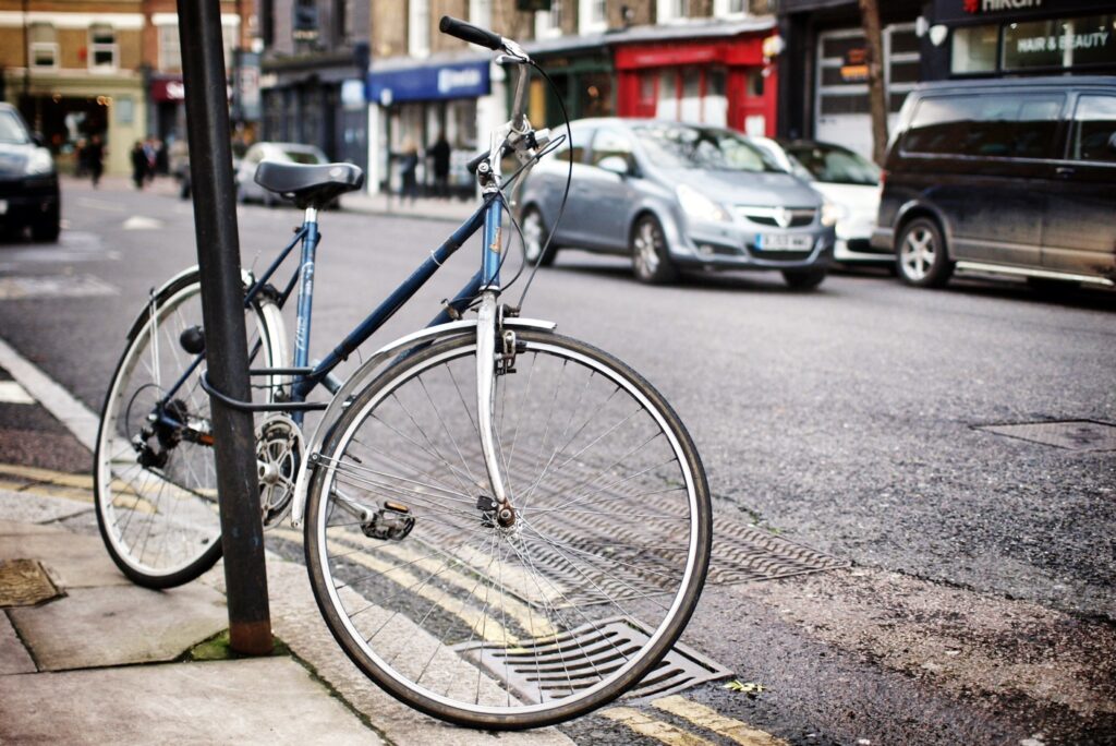 Locked bicycle (copyright Simon MacMichael)
