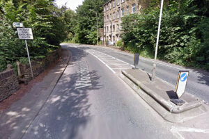 Poorly positioned traffic islands (Google StreetView)