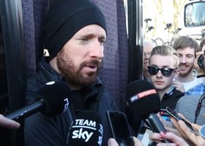 Bradley Wiggins after Paris-Roubaix 2015 (Team Sky YouTube still)