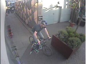 Cyclist sought in connection with Tower Bridge Road pedestrian collision CCTV image