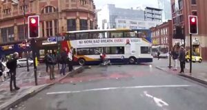 RLJ cyclist hits bus YouTube still