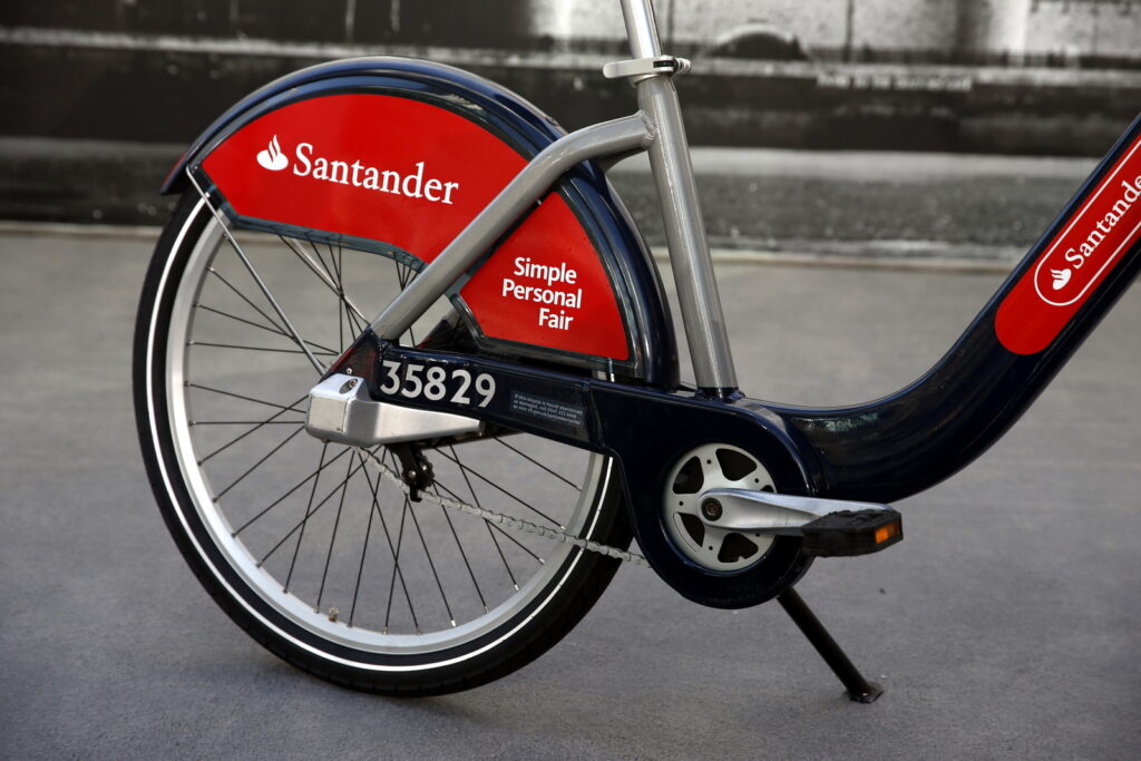 The new red Boris bike livery (©Steve Bardens:Getty Images for Santander)