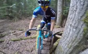 Yoann Barelli on the trails at Whistler (Facebook video still)