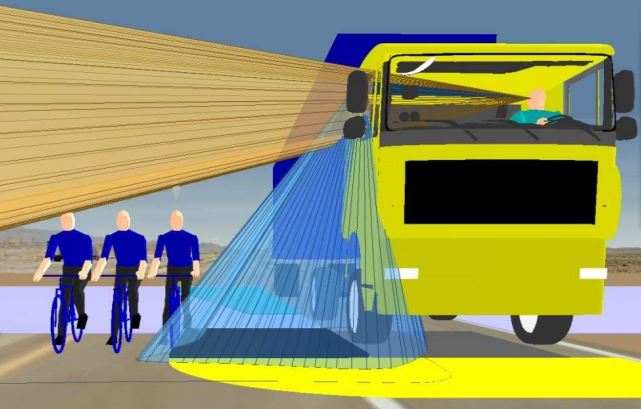 HGV blind spot based on current design – picture credit Loughborough Design School