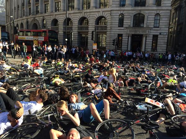 Stop Killing Cyclists protest at Bank (photo by Tom Kearney via Twitter)