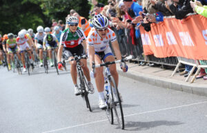 Strava mountains jersey worn by Sharon Laws at 2014 Women's Tour 2
