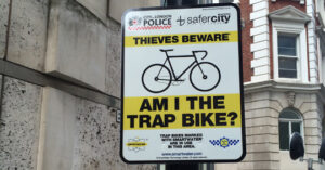 City of London  road sign BIKE THIEVES