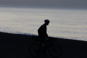 Dunwich Dynamo dawn breaking on beach