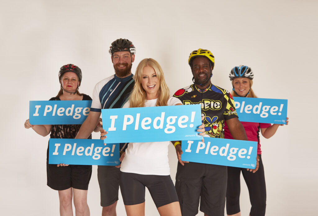 Denise Van Outen and fellow cyclists pledge to Cycle to Work Day 2015 (picture credit Karis Kennedy)