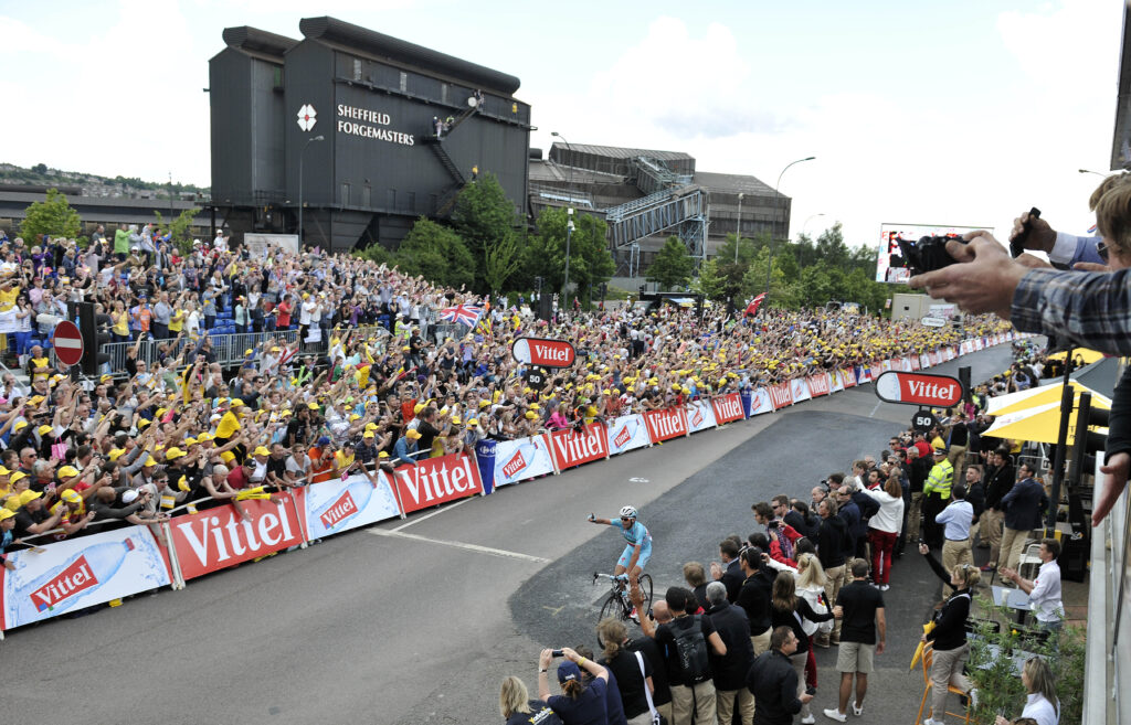 TdF 2014 Vincenzo Nibali after winning in Sheffield (picture credit Welcome to Yorkshire)