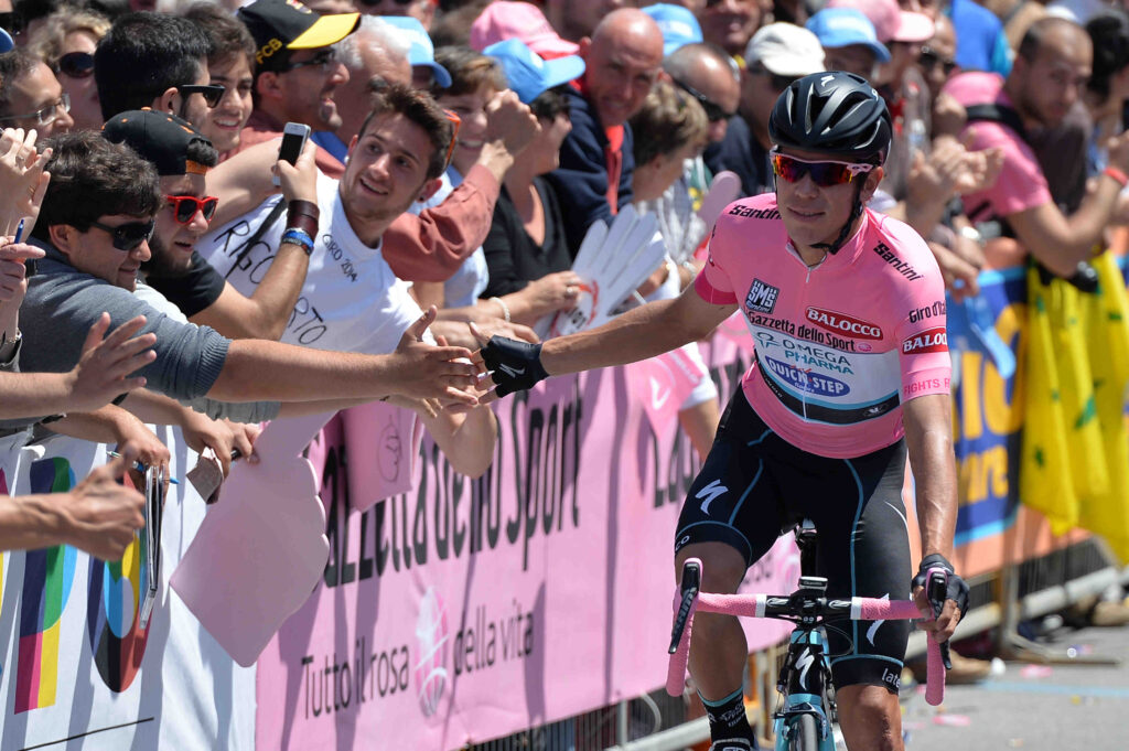 Rigoberto Uran at Giro 2014 S13 start – picture credit LaPresse