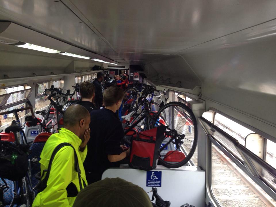 Dunwich Dynamo bikes on train