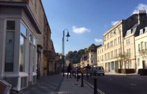Road sign pushed into Bath cyclist (picture Ben Baldwin on Twitter)