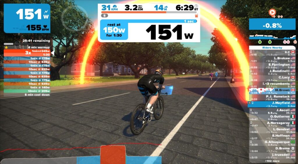 Zwift screen 8 – 1