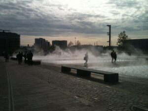 Fountains at Granary Square, King’s Cross – on course of Rapha Super Cross finale.jpg