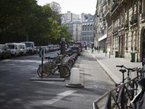 19 Paris - separated cycle path and Velib' docking station (Photo credit- Copenhagenize Design Co)