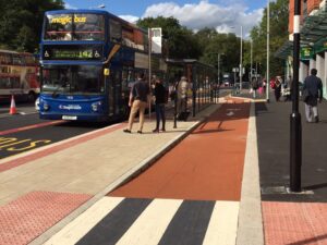 Manchester Oxford Road bus stop bypass (image supplied by TfGM)