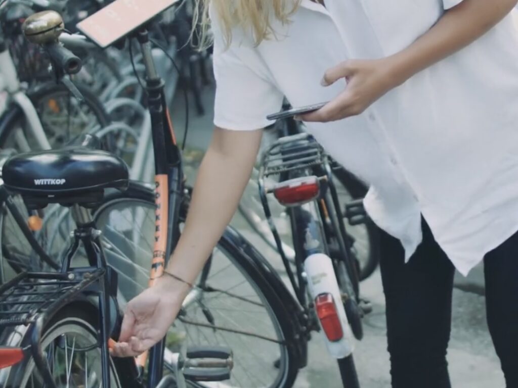 Unlocking AirDonkey bike (still from promotional video)