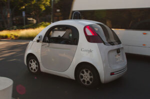 Google self driving car (CC licensed by Michael Shick via Wikimedia).jpg