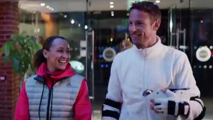 Jessica Ennis-Hill and Jenson Button Santander Cycles clip.JPG