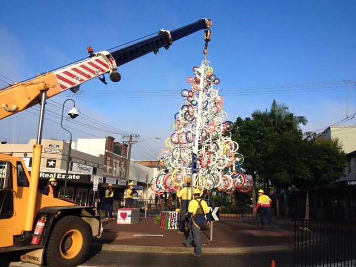 Lismore Christmas tree made of bikes
